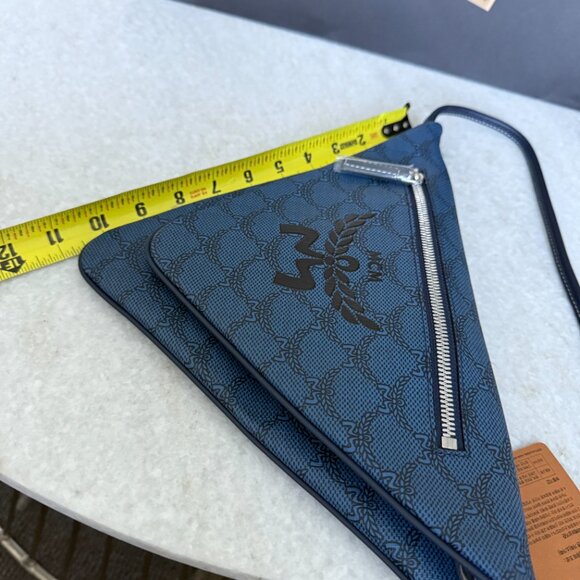 MCM Blue Canvas and leather Triangle Shoulder Bag - Picture 14 of 14